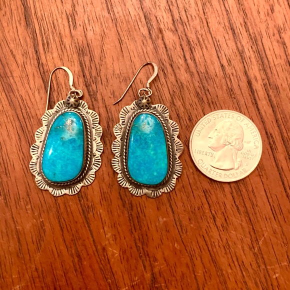 Sterling Silver Turquoise Earrings - Picture 5 of 5